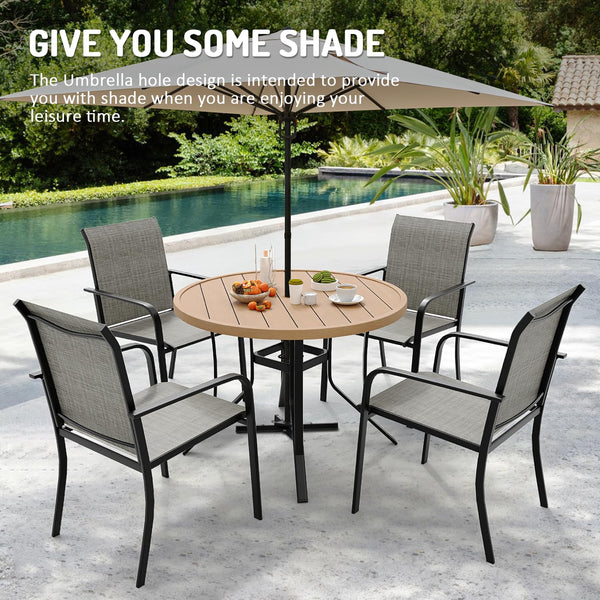 7-Piece Outdoor Patio Dining Set with Round Metal Table & Textilene Chairs