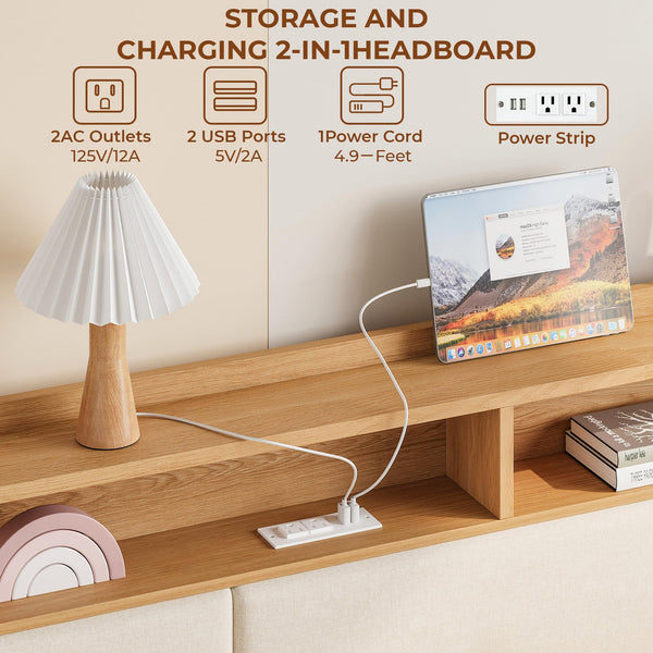Twin Daybed with Storage Drawers, Upholstered Headboard & Charging Station