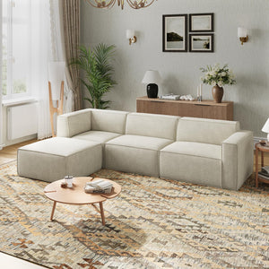 Modular Sectional Sofa with Ottoman, No-Assembly Chenille Couch