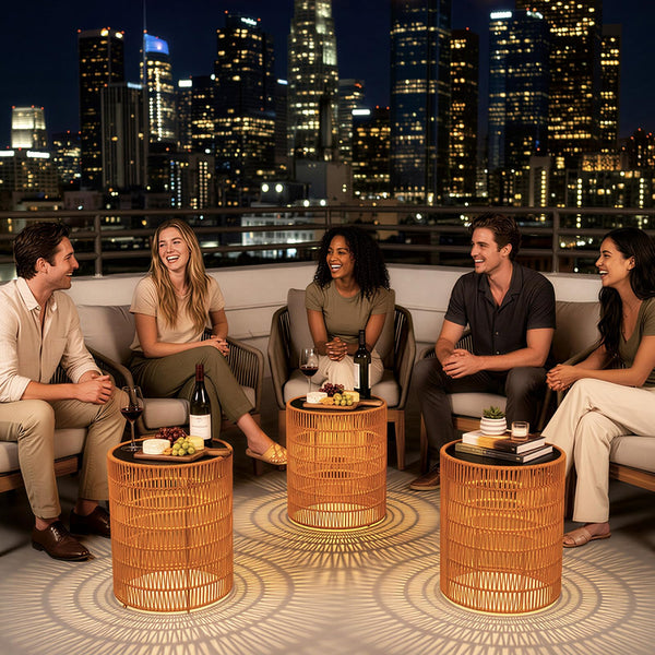 Bohemian Solar Outdoor Side Tables Set of 3