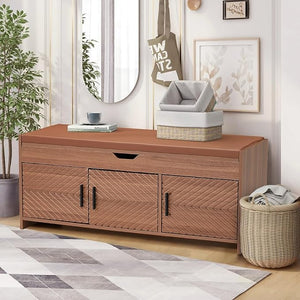 Lift Top Storage Bench with Cushioned Seat