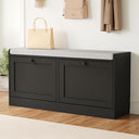 Shoe Storage Bench with Flip Drawers & Padded Seat