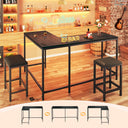 L-Shaped Bar Table and Chairs Set with Power Outlets