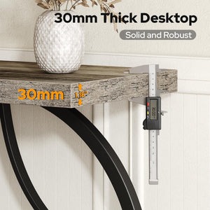 Industrial Console Table with Wood Top – Entryway Sofa Table