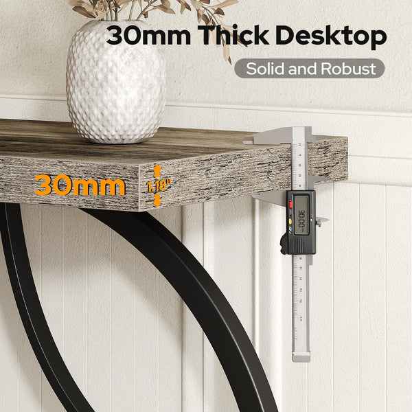 Industrial Console Table with Wood Top – Entryway Sofa Table