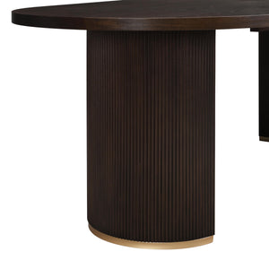 Oval Top Dining Table – Pedestal Base, Seats 6, Dark Brown