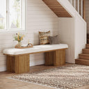59" Upholstered Entryway Bench with Faux Shearling Cushion