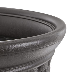Wicker Round Planter Pot — 22" Resin, Indoor & Outdoor, Drainage Hole