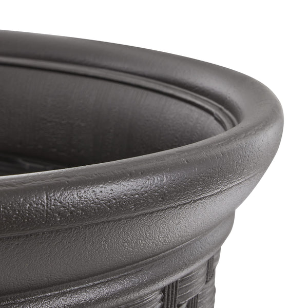 Wicker Round Planter Pot — 22" Resin, Indoor & Outdoor, Drainage Hole