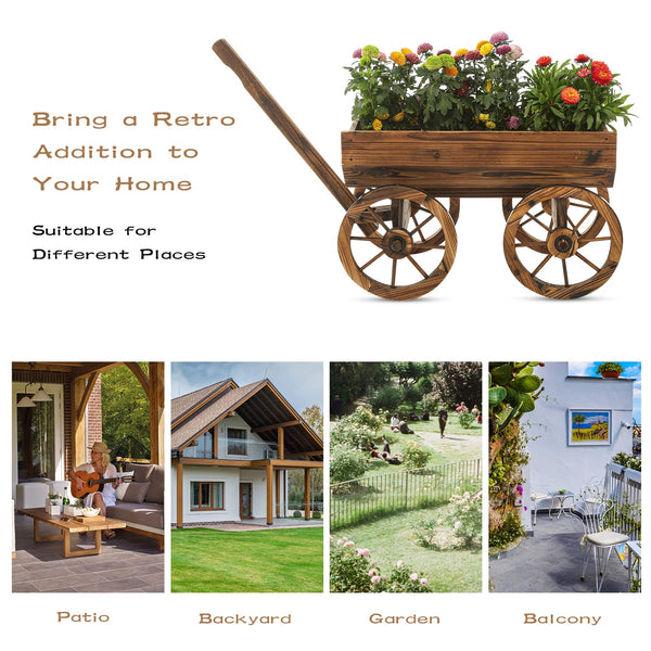 Rustic Wooden Wagon Planter