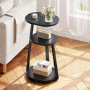 Oval End Table with Metal Frame & 3-Tier Storage