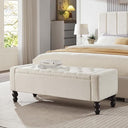 50-Inch Upholstered Storage Ottoman Bench with Safety Hinge – 660 lb Capacity