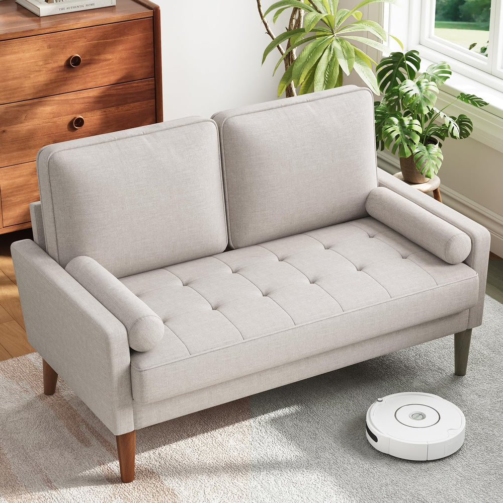 2-Seat Loveseat Sofa with Solid Wood Legs