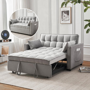 Convertible Futon Sofa Bed with Adjustable Backrest & Storage Pockets