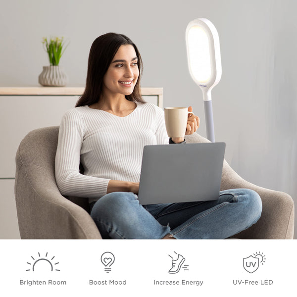 Full Spectrum LED Light Therapy Floor Lamp with Adjustable Gooseneck