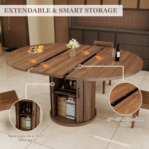 Round to Oval Extendable Dining Table 47" – 63" for 4–8