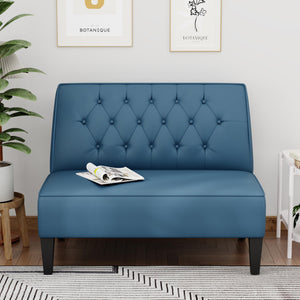 Button-Tufted Velvet Loveseat Settee Bench