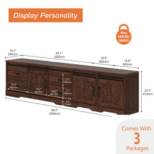 Farmhouse TV Stand for up to 110" TV, 3-in-1 Entertainment Center with Drawers & Cabinets
