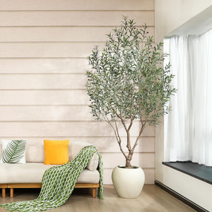 8 Ft Faux Olive Tree with Artisan Planter
