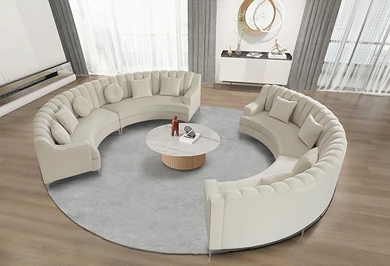 141.34" Oversized L-Shaped Curved Sectional Sofa