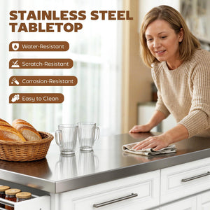 Rolling Kitchen Island Cart with Stainless Steel Top