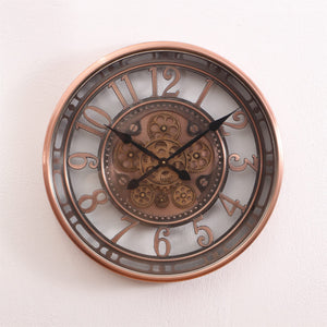 Large Moving Gears Wall Clock – 21 Inch Analog Art Deco Metal Clock
