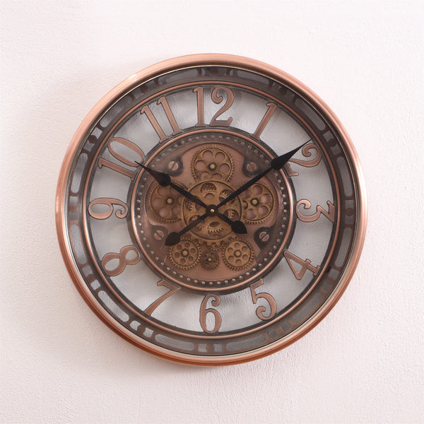 Large Moving Gears Wall Clock – 21 Inch Analog Art Deco Metal Clock
