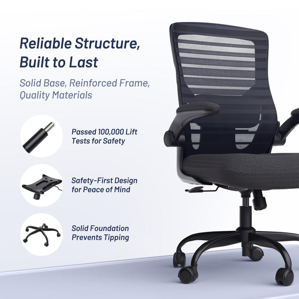 Ergonomic Mesh Office Chair with Flip-Up Armrests