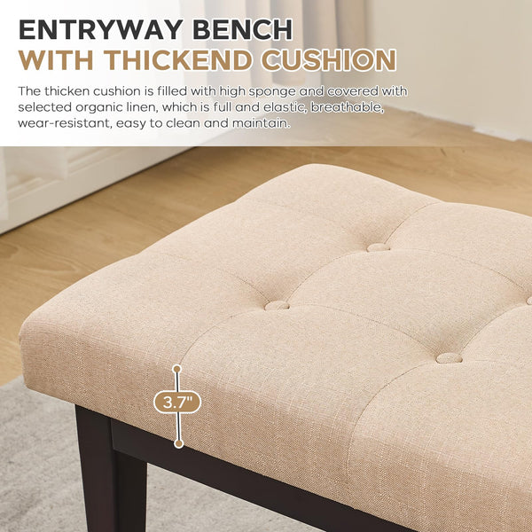 Button-Tufted Upholstered Bench
