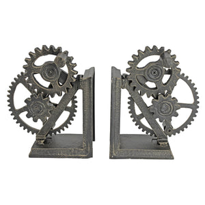 Industrial Gear Sculptural Iron Bookends
