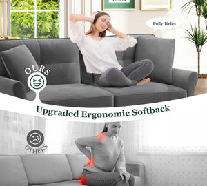 69" Velvet Loveseat Sofa with 2 Pillows | 700lb Capacity | Tool-Free Setup