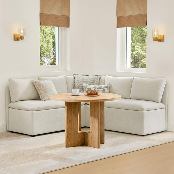 L-Shaped Corner Dining Bench with Storage & Back