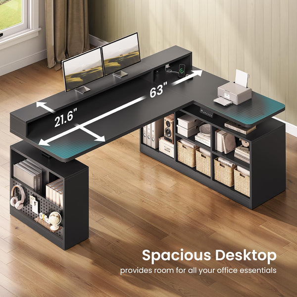 L-Shaped Electric Standing Desk 63"