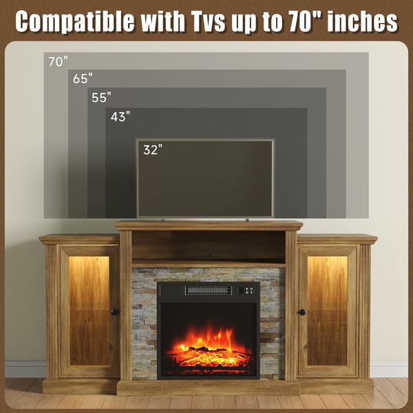 Fireplace TV Stand with LED Lights & Electric Fireplace Insert