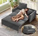 Convertible Loveseat Sofa Bed – Corduroy Couch with Pullout Sleeper & 2 Pillows