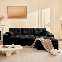 Modular L-Shaped Sectional Sofa with Ottoman – Corduroy Deep Seat, 102"