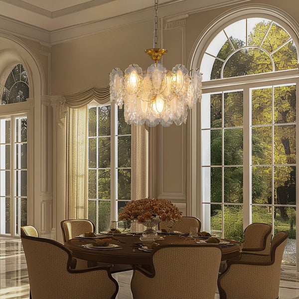 Gold Crystal Chandelier 3-Layer 6-Light Round Pendant Light