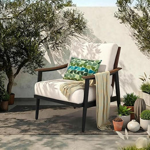 Outdoor Patio Loveseat Sofa with Wicker Backrest & Thick Cushion