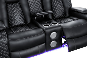Power Recliner Sofa Set 3-Piece with LED & Bluetooth