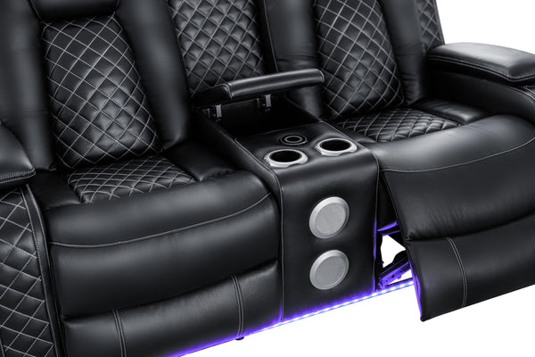 Power Recliner Sofa Set 3-Piece with LED & Bluetooth