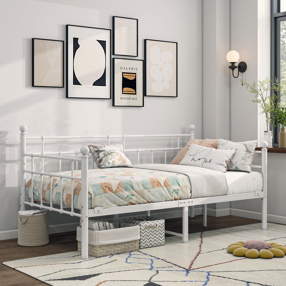 Twin Metal Daybed Frame with Steel Slats