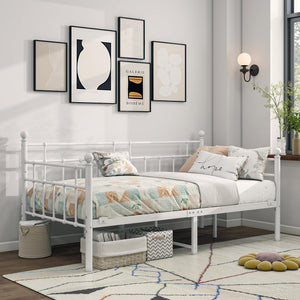 Twin Metal Daybed Frame with Steel Slats