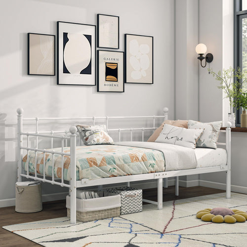 Twin Metal Daybed Frame with Steel Slats