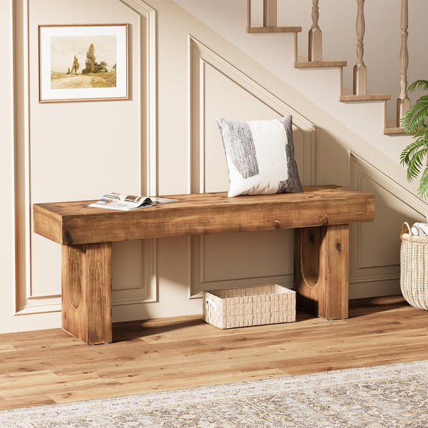 47" Solid Wood Entryway Bench