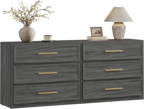 Oversized Nightstand Set of 2 with 3-Drawer Storage