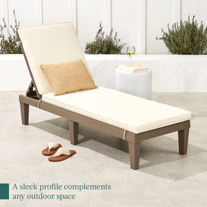 Outdoor Chaise Lounge Chair with Adjustable Backrest & Cushion