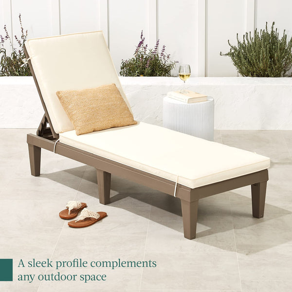 Outdoor Chaise Lounge Chair with Adjustable Backrest & Cushion
