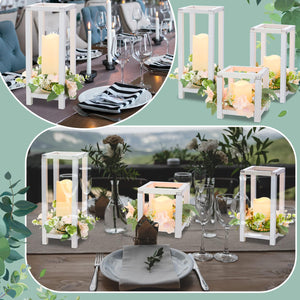 Wooden Wedding Lantern Centerpiece Set with LED Candles – 45 Pieces