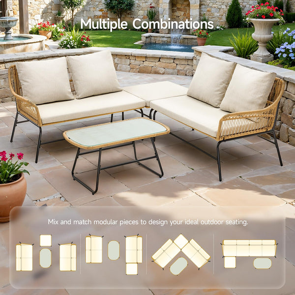 4-Piece Outdoor Sectional Sofa Set with Coffee Table