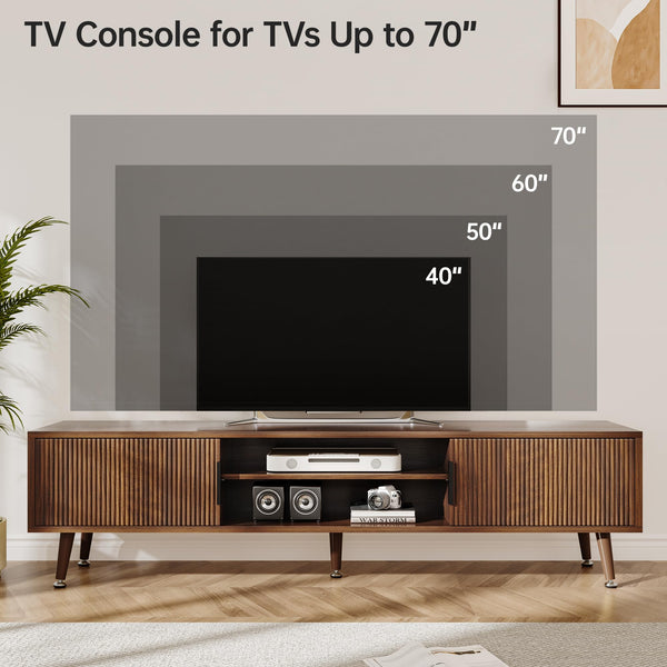 62-Inch TV Stand with Storage – Mid-Century Modern Media Console